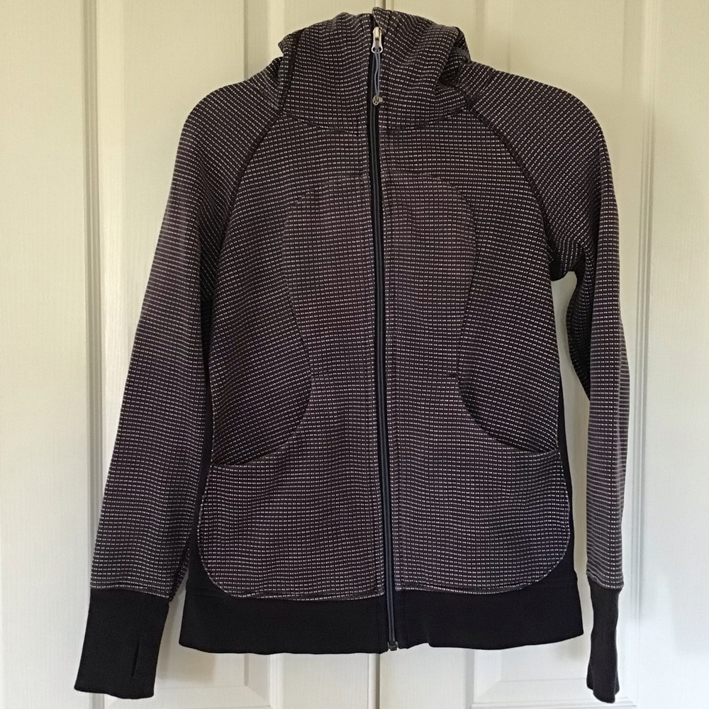 lululemon athletica Black and White Striped Zip Hoodie